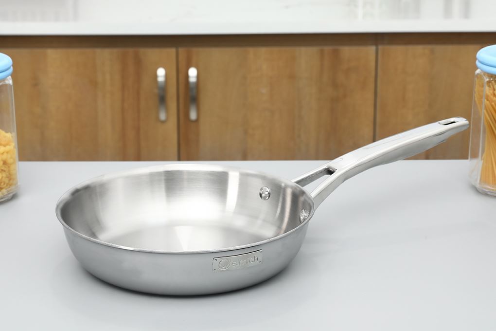 Bộ nồi chảo inox 3 lớp nguyên khối nắp kính Elmich Daily Plovdi Màu Inox