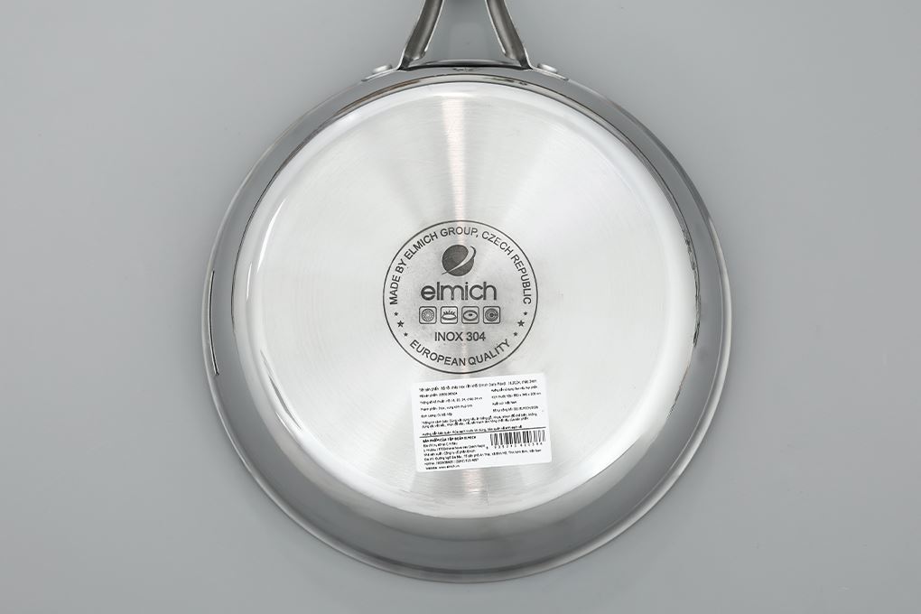 Bộ nồi chảo inox 3 lớp nguyên khối nắp kính Elmich Daily Plovdi Màu Inox