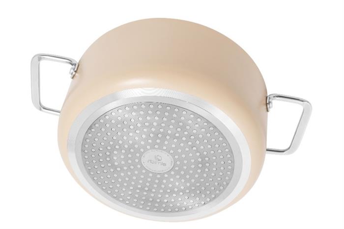 Bộ 4 nồi chảo nhôm chống dính nắp kính Elmich Core Lima Màu Màu be