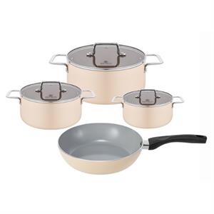 Bộ 4 nồi chảo nhôm chống dính nắp kính Elmich Core Lima