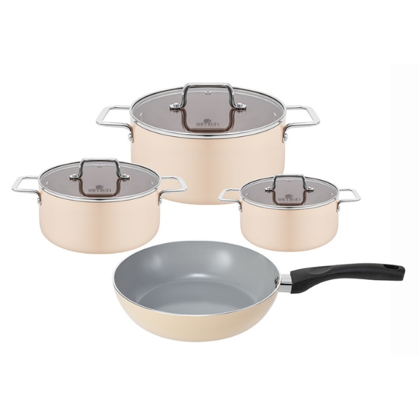 Bộ 4 nồi chảo nhôm chống dính nắp kính Elmich Core Lima