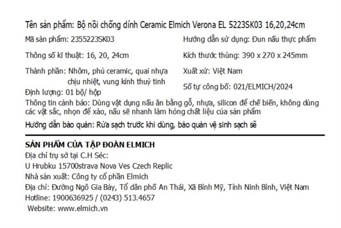 Bộ 3 nồi nhôm chống dính Ceramic đáy từ Elmich Verona EL5223SK03 Màu Xanh nhạt