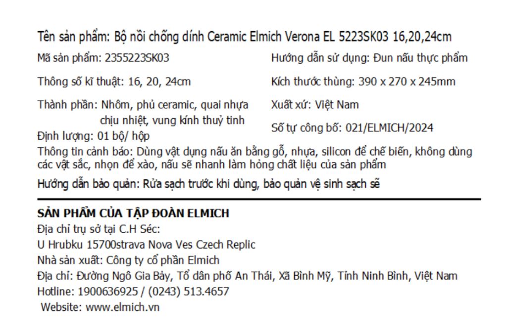 Bộ 3 nồi nhôm chống dính Ceramic đáy từ Elmich Verona EL5223SK03 Màu Xanh nhạt