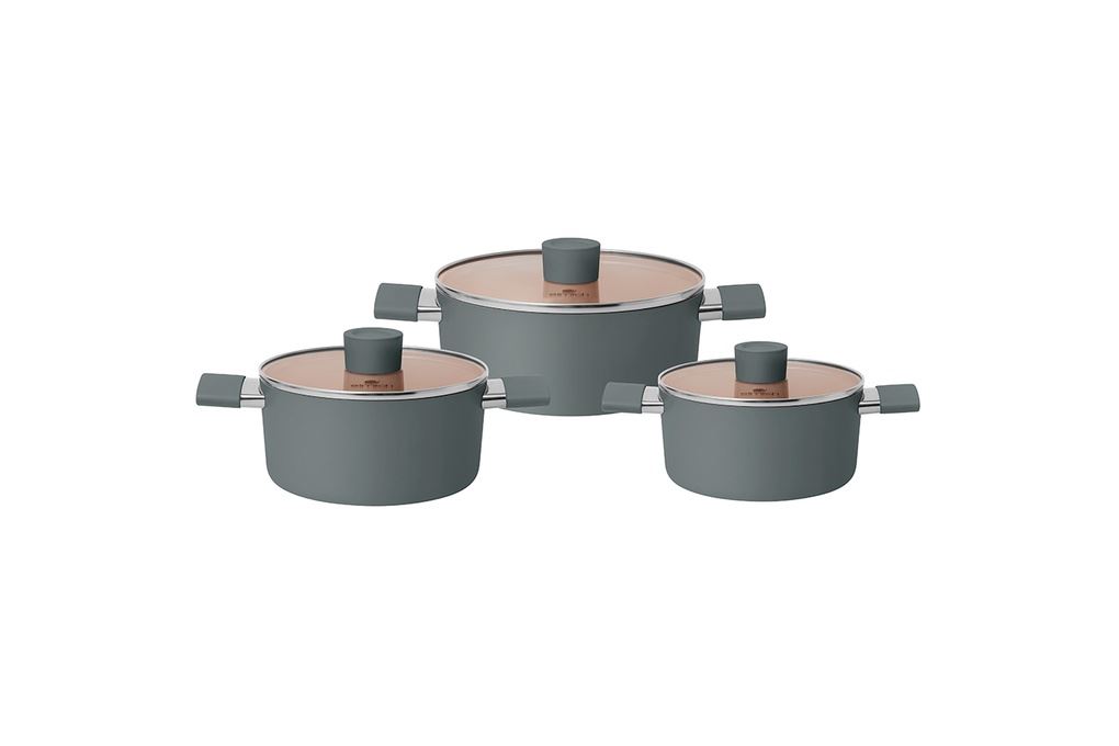 Bộ 3 nồi nhôm chống dính Ceramic đáy từ Elmich EL5240GL01 Màu Ghi