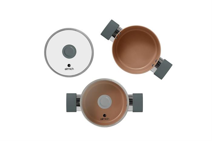 Bộ 3 nồi nhôm chống dính Ceramic đáy từ Elmich EL5240GL01 Màu Ghi