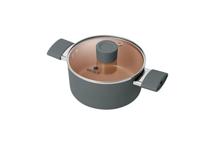 Bộ 3 nồi nhôm chống dính Ceramic đáy từ Elmich EL5240GL01 Màu Ghi