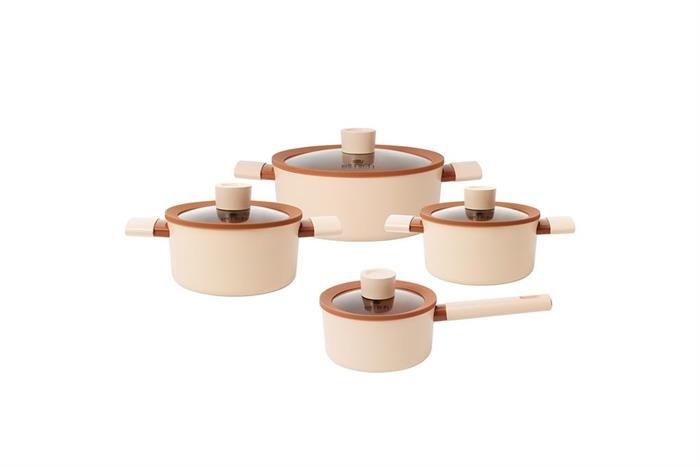 Bộ 4 nồi nhôm chống dính Ceramic đáy từ Elmich Mocha EL5243MC04 Màu Ghi