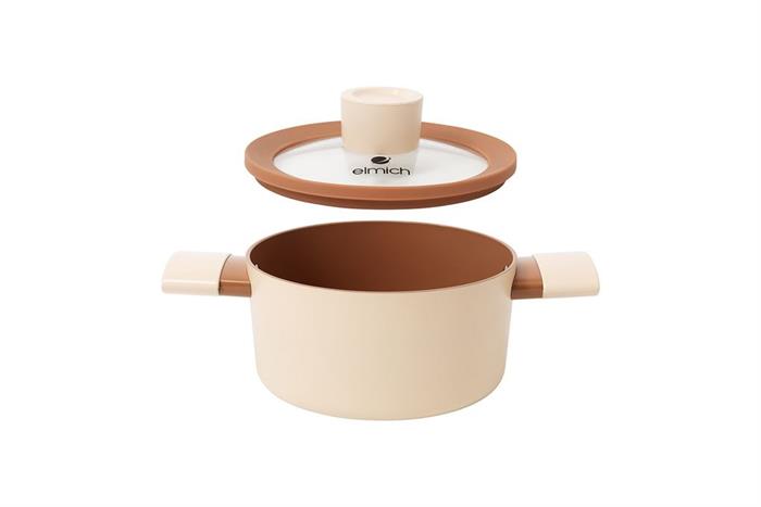Bộ 4 nồi nhôm chống dính Ceramic đáy từ Elmich Mocha EL5243MC04 Màu Ghi