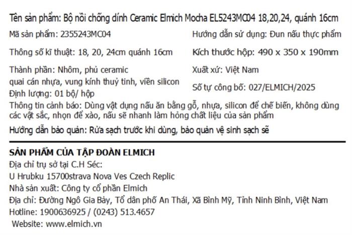 Bộ 4 nồi nhôm chống dính Ceramic đáy từ Elmich Mocha EL5243MC04 Màu Ghi