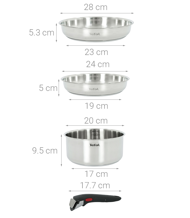 Bộ 3 nồi chảo inox Tefal Ingenio Emotion L896S453