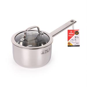 Quánh inox 3 lớp nguyên khối nắp kính 16 cm Kalpen Emer EM16