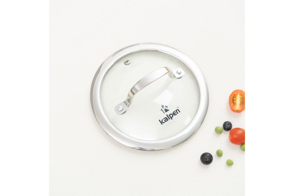 Quánh inox 3 lớp nguyên khối nắp kính 16 cm Kalpen Emer EM16 Màu Inox