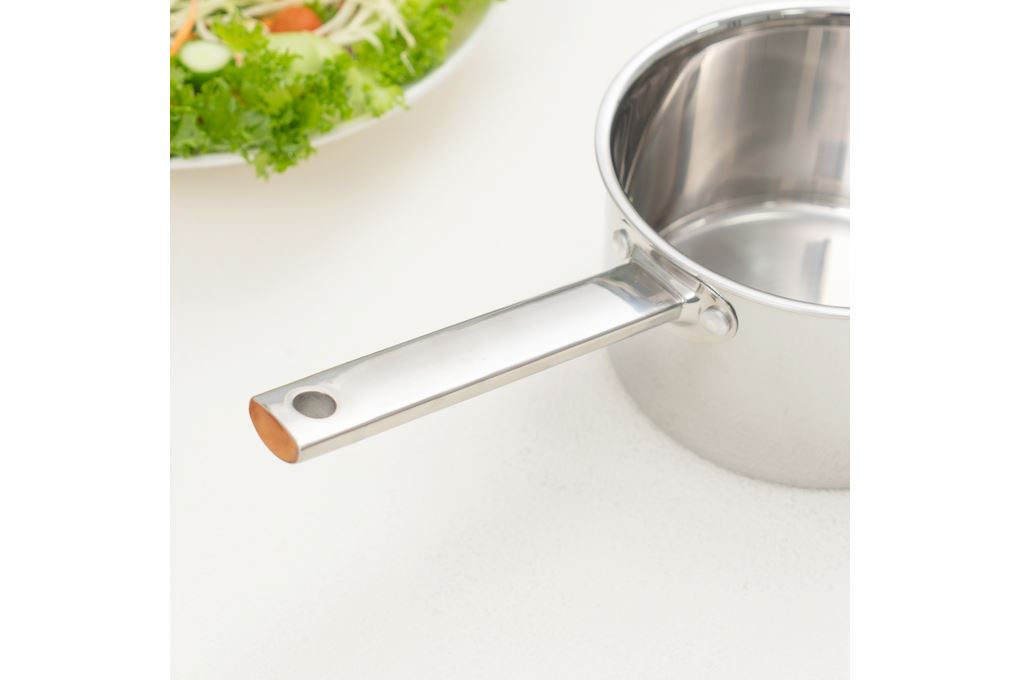 Quánh inox 3 lớp nguyên khối nắp kính 16 cm Kalpen Emer EM16 Màu Inox