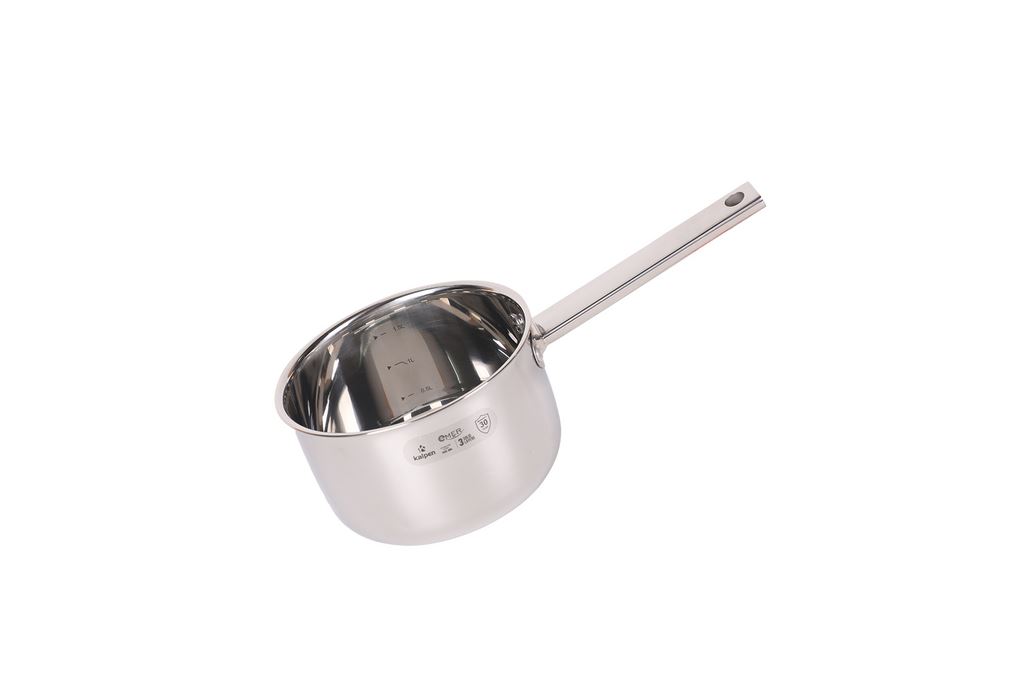 Quánh inox 3 lớp nguyên khối nắp kính 16 cm Kalpen Emer EM16 Màu Inox