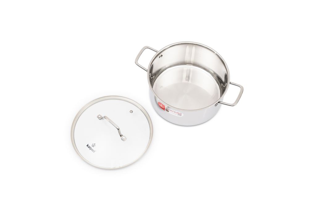 Bộ 3 nồi inox 3 đáy nắp kính Kalpen Schritt SC1 Màu Inox