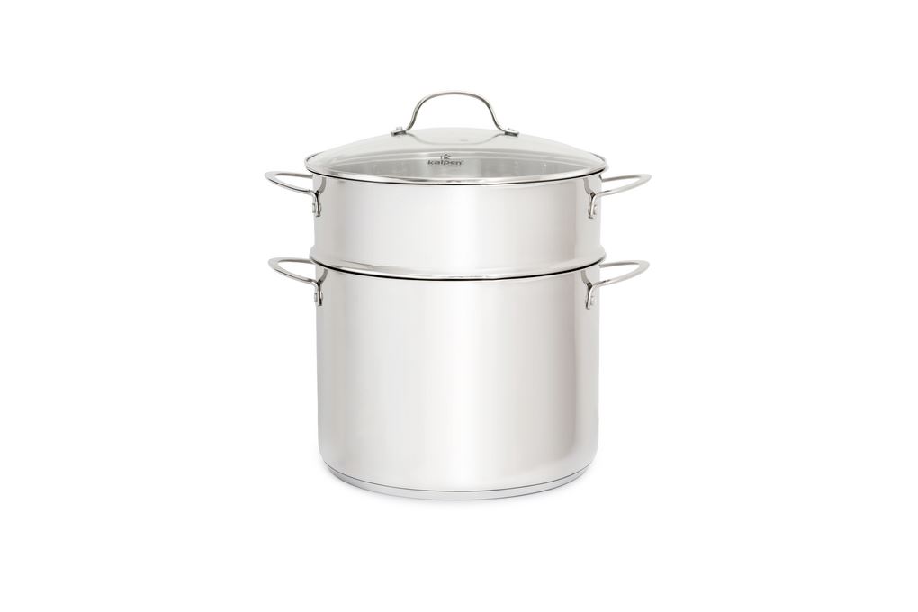 Nồi luộc gà inox 3 đáy nắp kính 30 cm Kalpen L30Pro Màu Inox