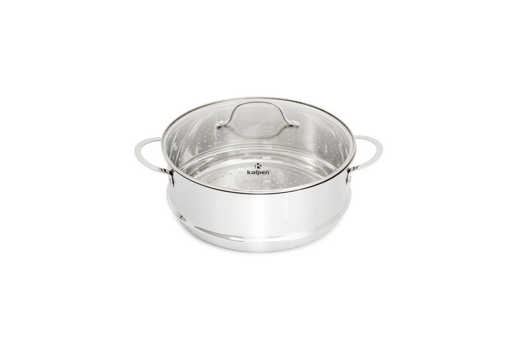 Nồi luộc gà inox 3 đáy nắp kính 30 cm Kalpen L30Pro Màu Inox