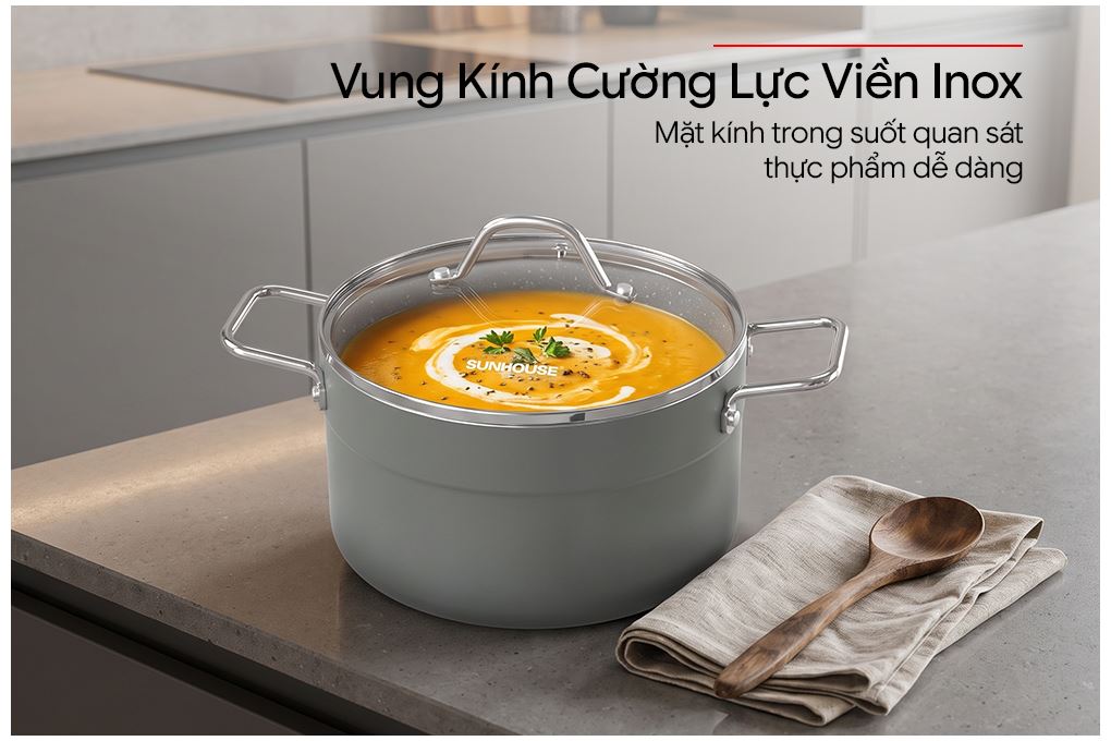 Bộ 4 nồi chảo nhôm chống dính nắp kính Sunhouse Eco SHG7979X4 Màu Xanh