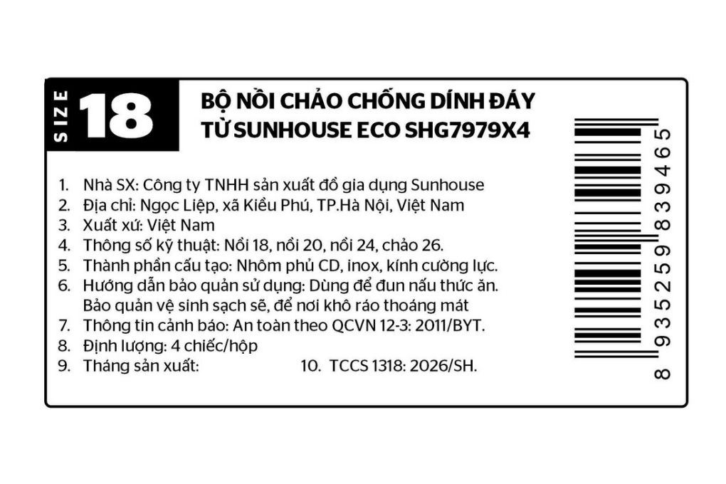 Bộ 4 nồi chảo nhôm chống dính nắp kính Sunhouse Eco SHG7979X4 Màu Xanh