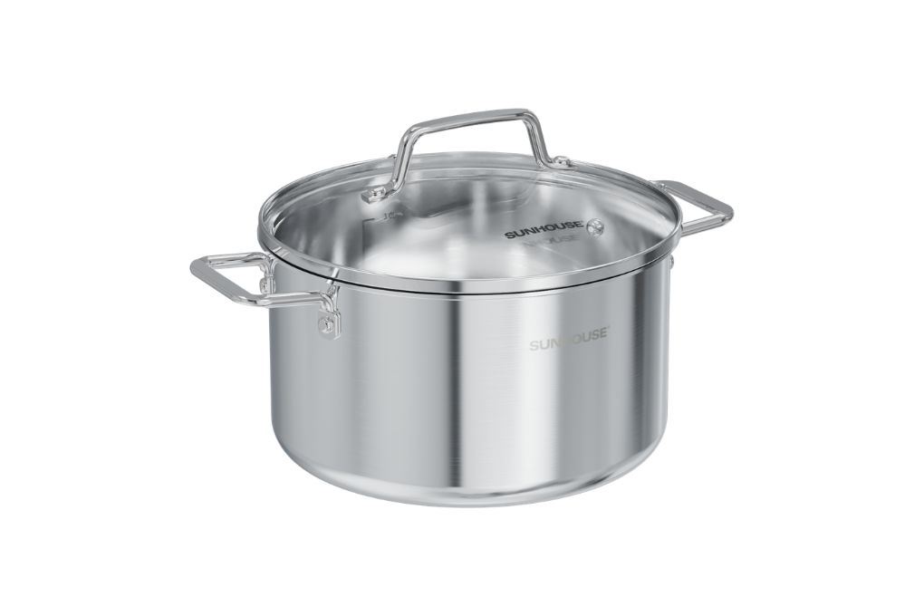 Bộ 4 nồi chảo inox 3 lớp nắp kính Sunhouse Healthy SHG806 Màu Inox