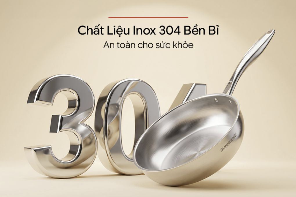 Bộ 4 nồi chảo inox 3 lớp nắp kính Sunhouse Healthy SHG806 Màu Inox