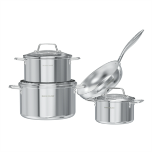 Bộ 4 nồi chảo inox 3 lớp nắp kính Sunhouse Healthy SHG806