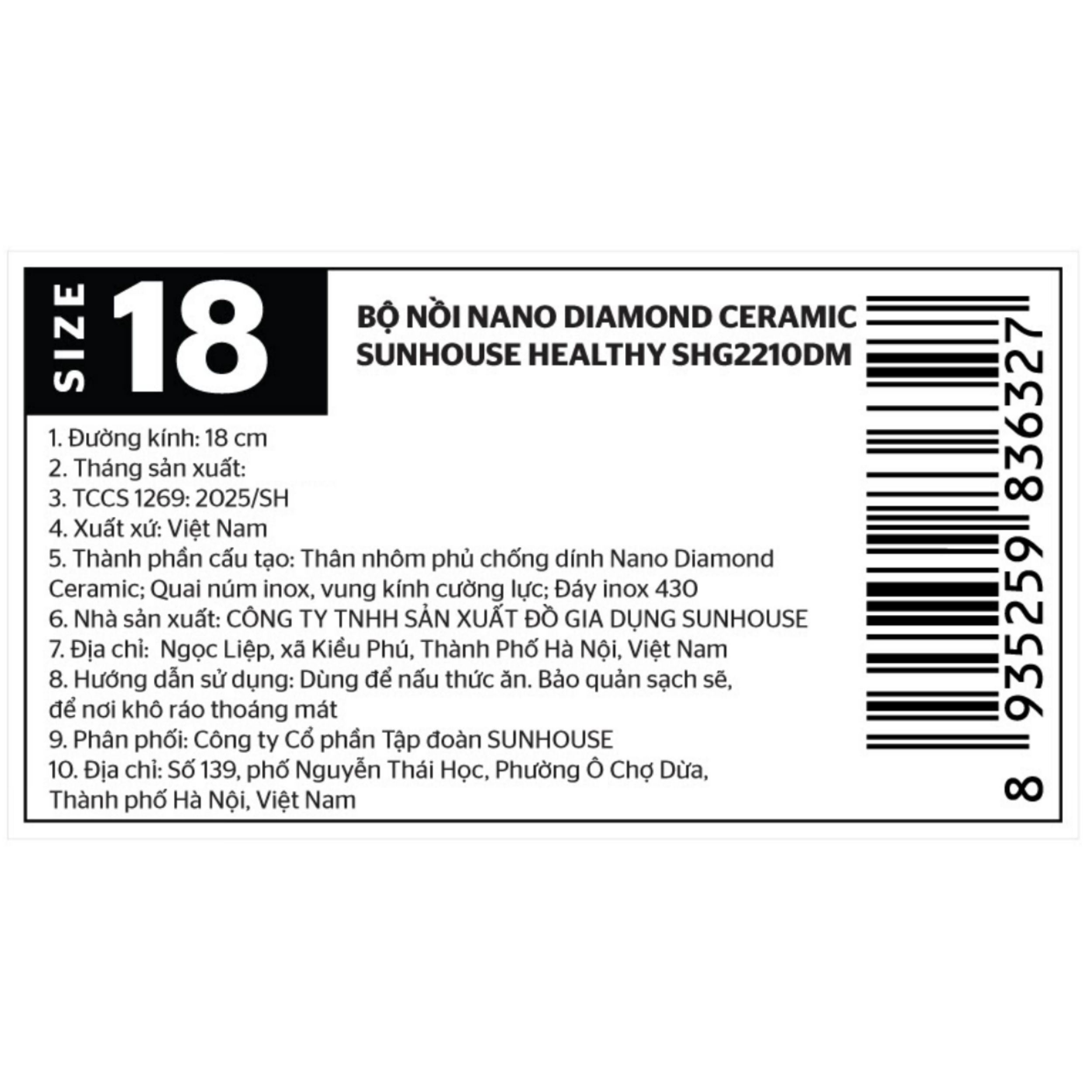 Bộ 3 nồi nhôm chống dính nắp kính Sunhouse Healthy SHG2210DM - 10