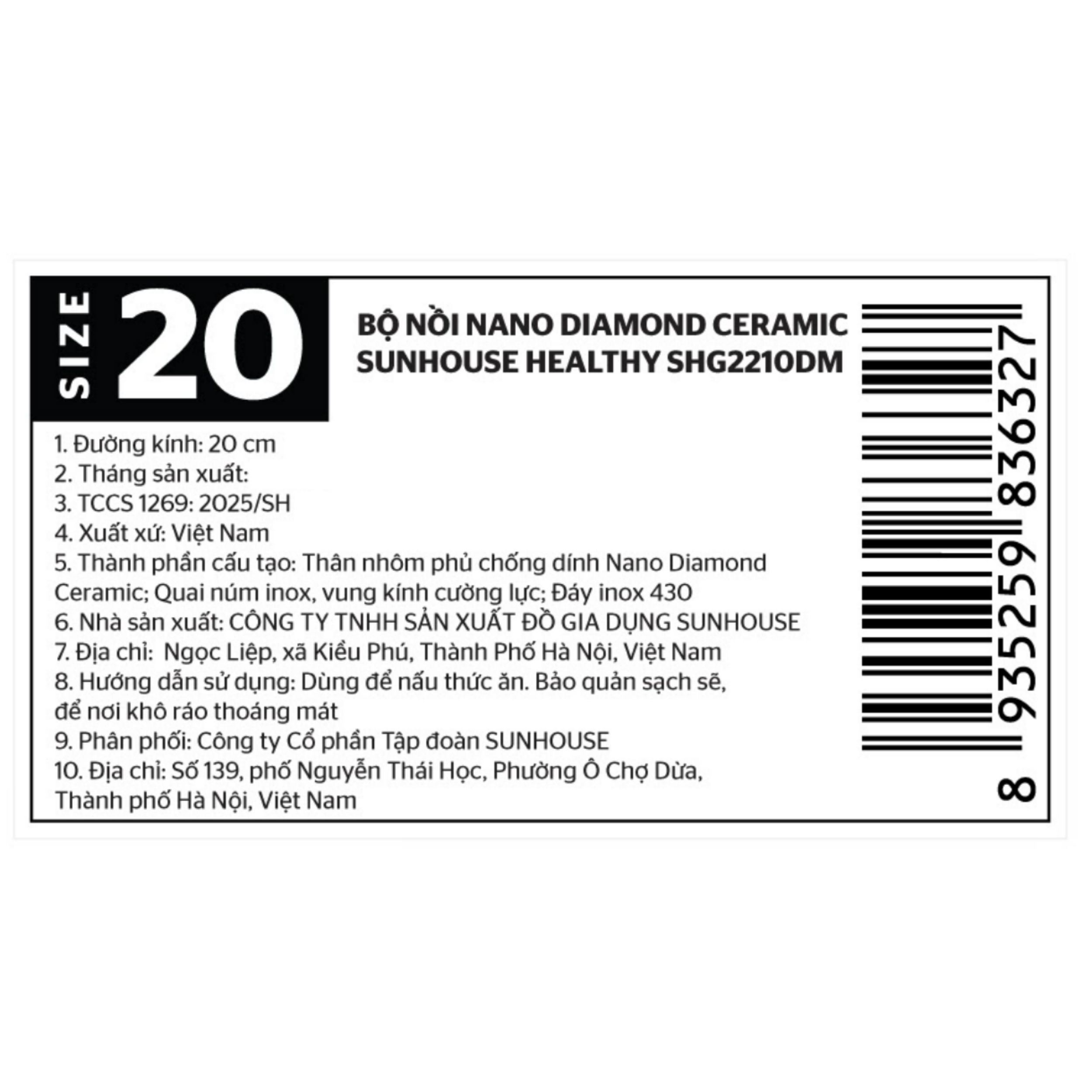 Bộ 3 nồi nhôm chống dính nắp kính Sunhouse Healthy SHG2210DM - 11