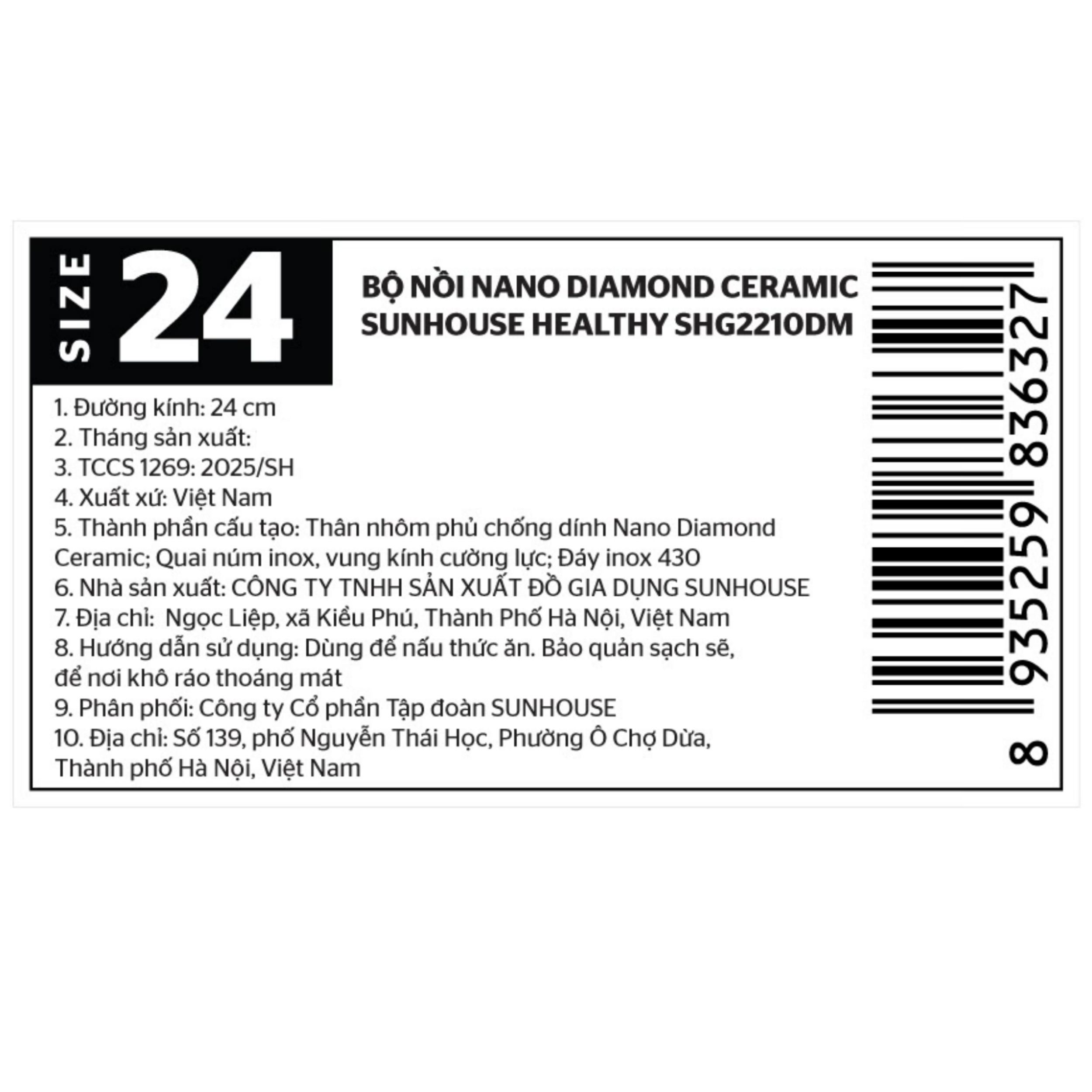 Bộ 3 nồi nhôm chống dính nắp kính Sunhouse Healthy SHG2210DM - 12