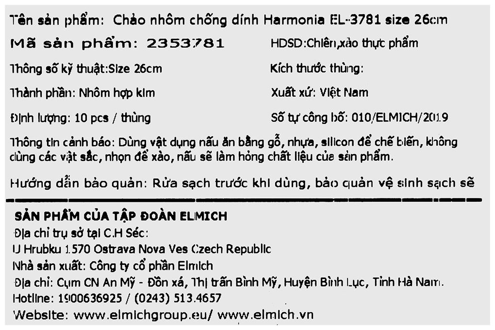 Chảo nhôm sâu chống dính đáy từ 26 cm Elmich Harmonia EL-3781 Xanh Màu Xanh