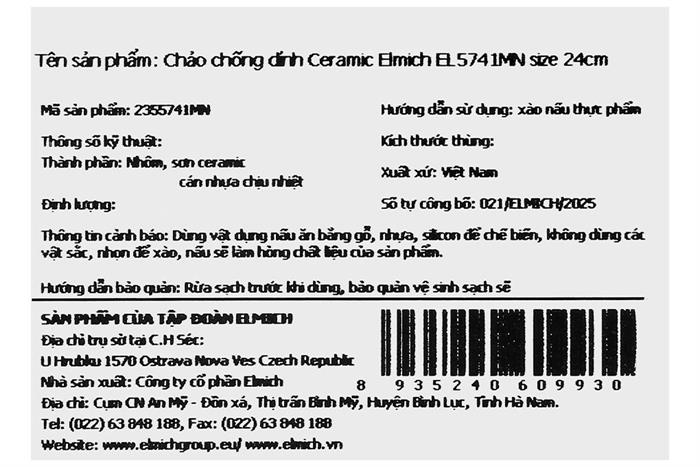 Chảo nhôm sâu chống dính vân đá đáy từ 24 cm Elmich EL-5741MN Màu Hồng