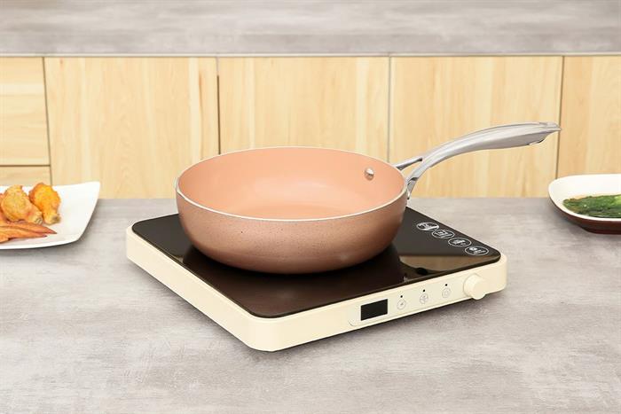 Chảo nhôm sâu chống dính vân đá đáy từ 24 cm Elmich EL-5741MN Màu Hồng