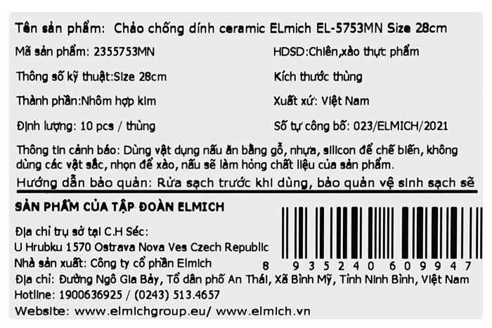 Chảo nhôm sâu chống dính vân đá đáy từ 28 cm Elmich EL-5753MN Màu Xám