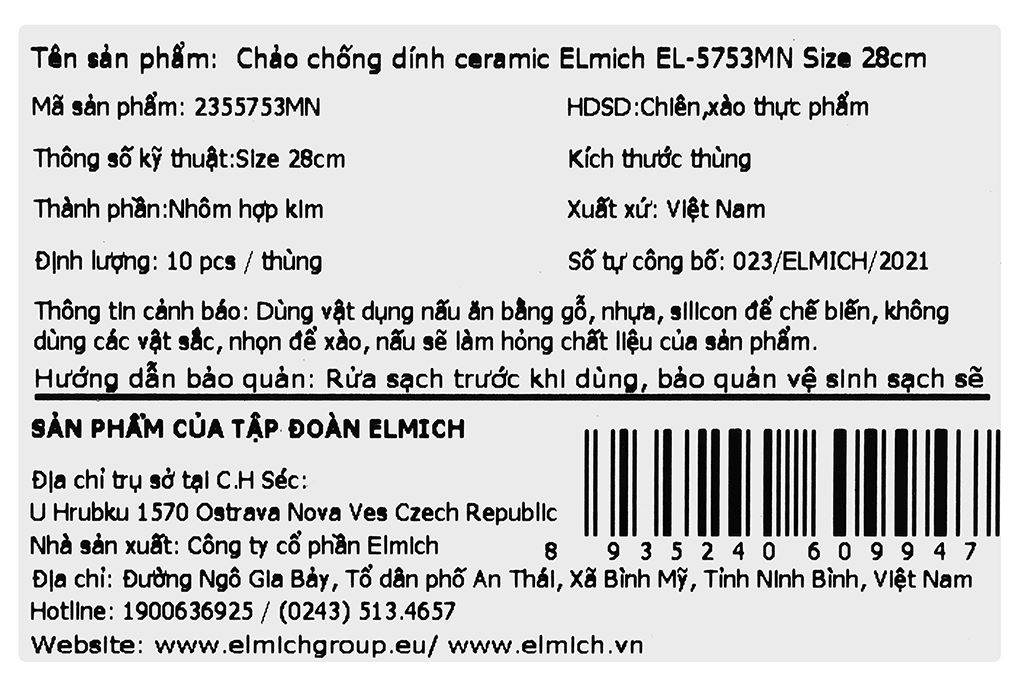 Chảo nhôm sâu chống dính vân đá đáy từ 28 cm Elmich EL-5753MN Màu Xám