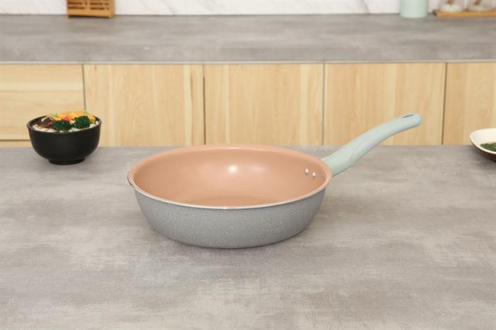 Chảo nhôm sâu chống dính vân đá đáy từ 28 cm Elmich EL-5753MN Màu Xám