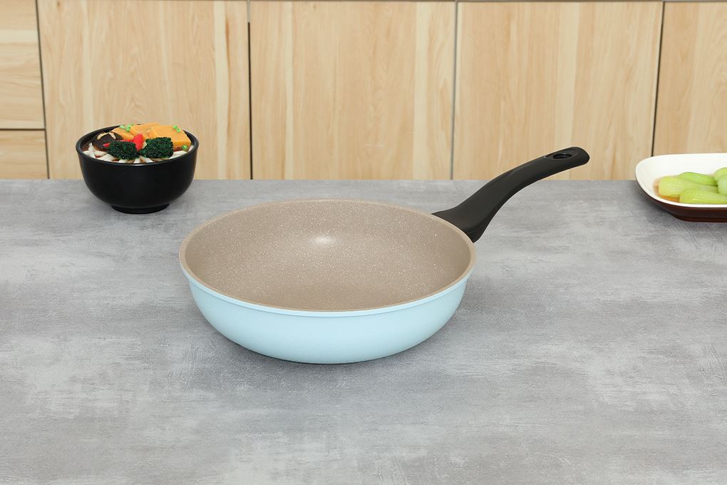 Chảo nhôm sâu chống dính vân đá đáy từ 26 cm Green Cook GCP244-26IH Màu Xanh