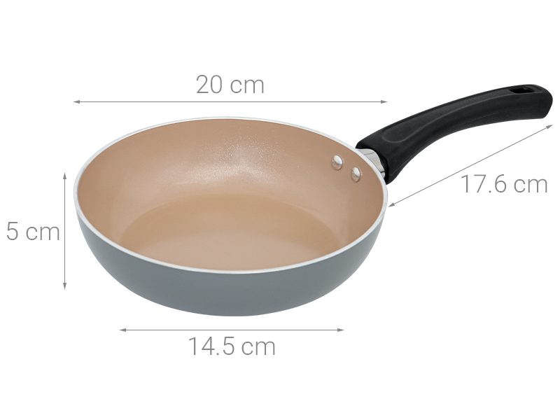 Chảo nhôm chống dính đáy từ 20 cm Elmich Colosseum Y1 EL-3718 Xám