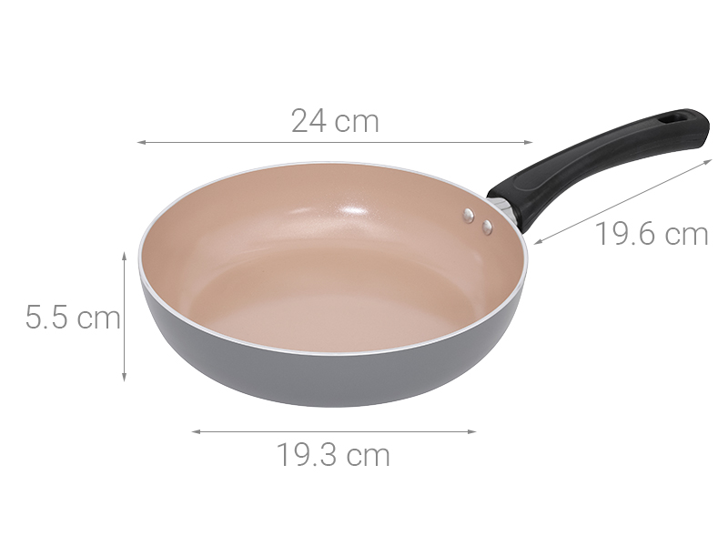 Chảo nhôm chống dính đáy từ 24 cm Elmich Colosseum Y1 EL-3719 Xám