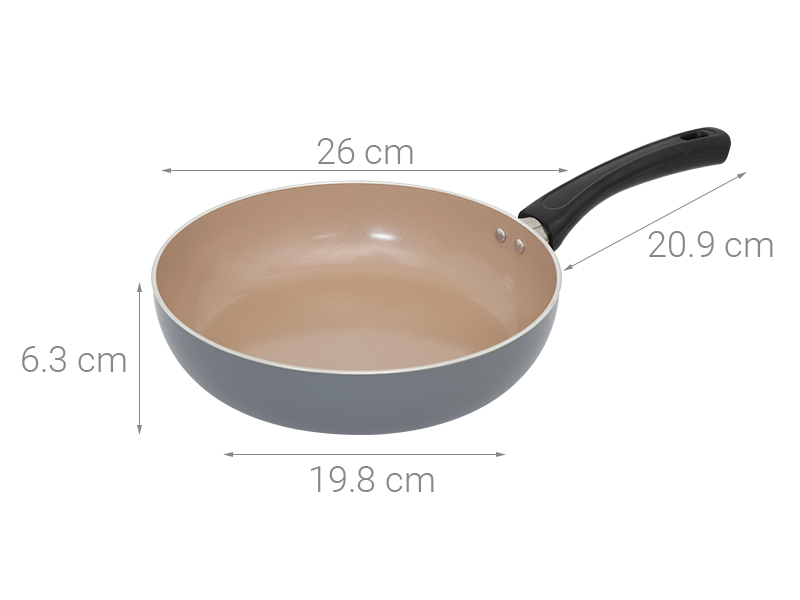 Chảo nhôm chống dính vân đá đáy từ 26 cm Elmich Colosseum Y1 EL-3720 Xám