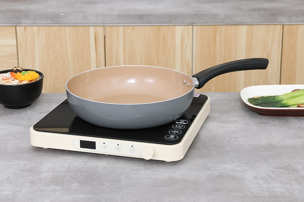 Chảo nhôm chống dính vân đá đáy từ 26 cm Elmich Colosseum Y1 EL-3720 Xám Màu Xám