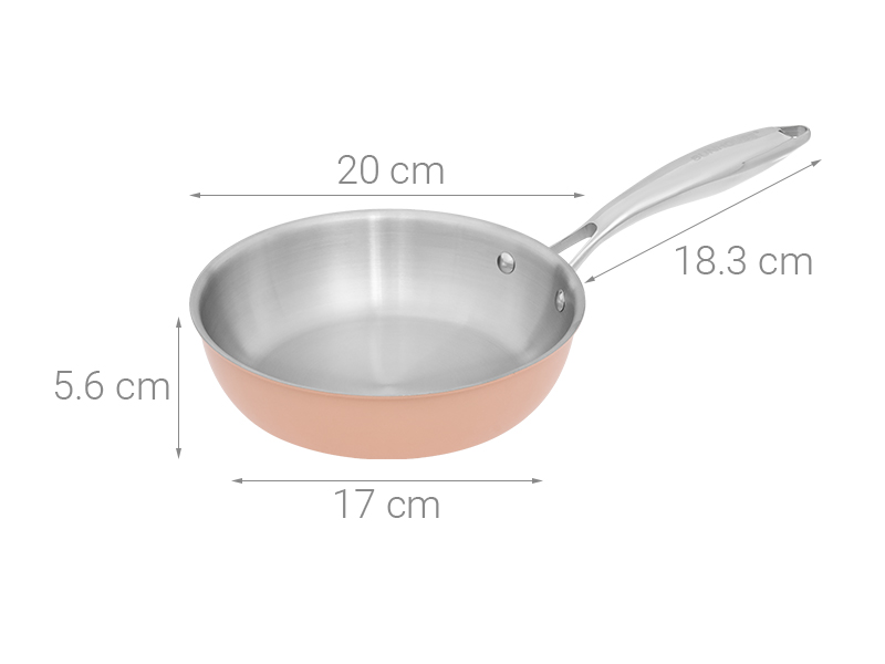Chảo inox 3 lớp nguyên khối đáy từ 20 cm Sunhouse IN20M6P