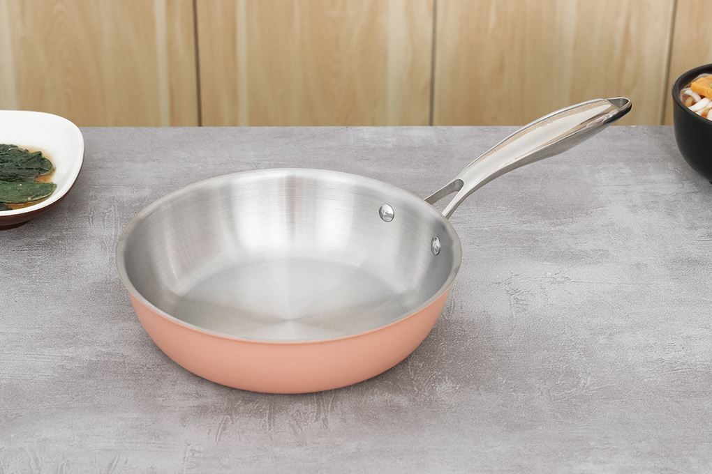 Chảo inox 3 lớp nguyên khối đáy từ 20 cm Sunhouse IN20M6P Màu Hồng