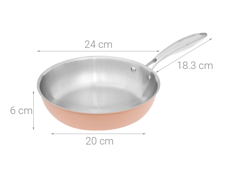 Chảo inox 3 lớp nguyên khối đáy từ 24 cm Sunhouse IN24M6P