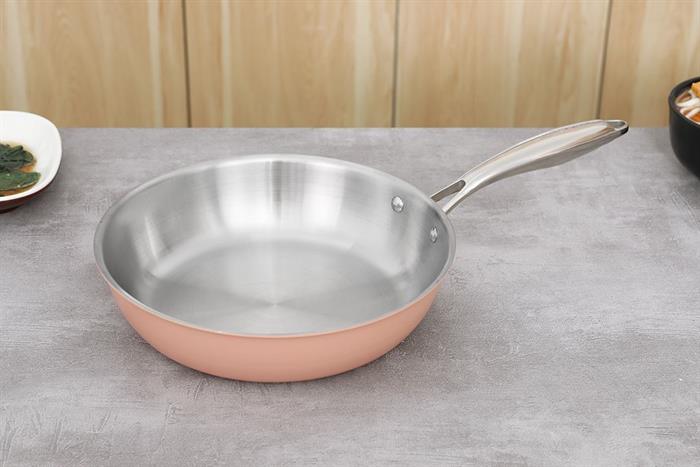 Chảo inox 3 lớp nguyên khối đáy từ 24 cm Sunhouse IN24M6P Màu Hồng