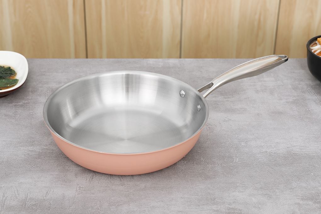 Chảo inox 3 lớp nguyên khối đáy từ 24 cm Sunhouse IN24M6P Màu Hồng