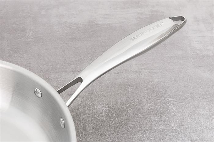 Chảo inox 3 lớp nguyên khối đáy từ 24 cm Sunhouse IN24M6P Màu Hồng
