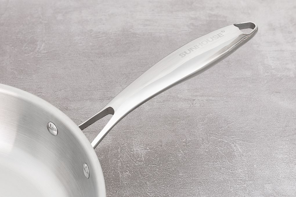 Chảo inox 3 lớp nguyên khối đáy từ 24 cm Sunhouse IN24M6P Màu Hồng