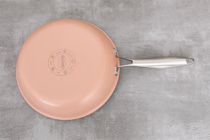 Chảo inox 3 lớp nguyên khối đáy từ 24 cm Sunhouse IN24M6P Màu Hồng