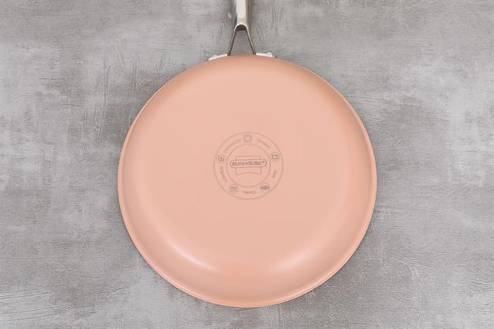 Chảo inox 3 lớp nguyên khối đáy từ 24 cm Sunhouse IN24M6P Màu Hồng