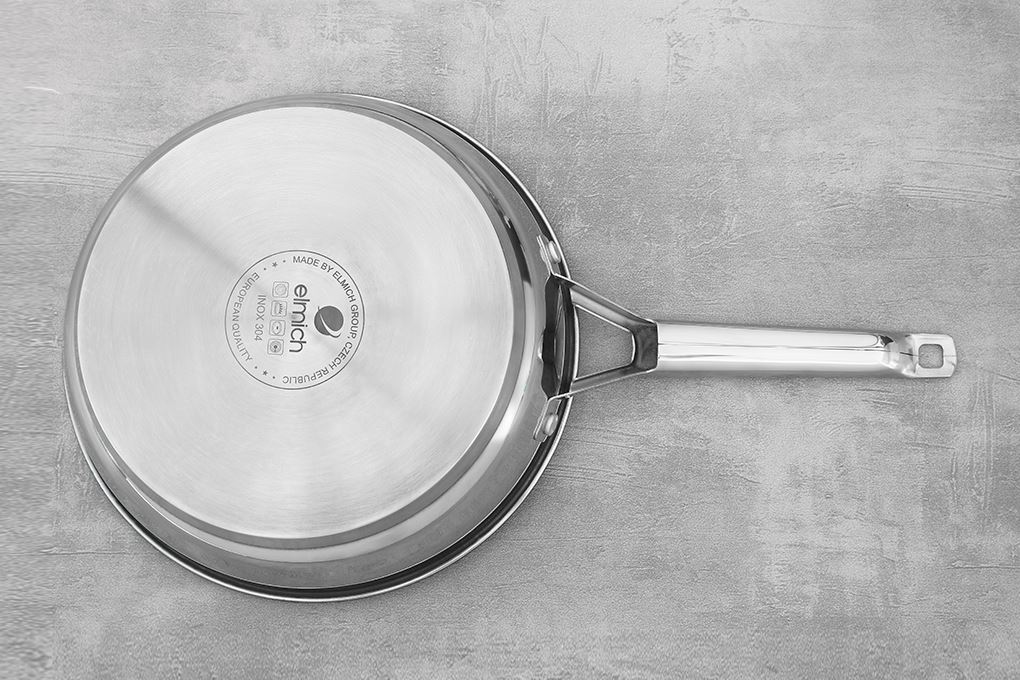 Chảo inox sâu chống dính đáy từ 26 cm Elmich EL-2459IC26 Impact bonding Màu Inox